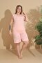Women's Milan Fabric Large Size Curve Printed Patterned Shorts Pajama Set - 7
