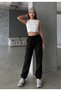 Women's Black High Waist Elastic Cuff Fleece-Lined Basic J Jogger Pants Tracksuit - Sweatpants