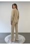 Modern Fit Straight-Leg Trousers Cream Double-Breasted Jacket Office Style Suit - 7
