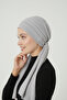 Corded Fabric Combed Cotton Tie-Up Light Gray Ready-To-Wear Turban Hijab Bonnet Suitable for Medical Use - 5