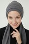Corded Fabric Combed Cotton Binding Dark Gray Ready-To-Wear Turban Hijab Bonnet Suitable for Medical Use - 2