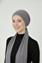 Tie-On Dark Gray Ready-Made Turban Hijab Cap Suitable for Medical Use