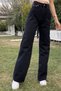 Black Lycra Super High Waist Loose Jeans Palazzo Trousers. (SUPER HIGH.) Wide Leg. - 3