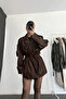 New Season Women's Belted Leather Trench Coat - 3