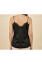 Women's Black Lace Detailed V-Neck Ribbed Strap Blouse - 7