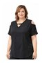 LARGE SIZE AEROBIN FABRIC SHOULDER OPEN COLLAR LACE-UP SHORT SLEEVE WAIST RUBBER WIDE MOLD TREND SET - 4