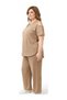 LARGE SIZE AEROBIN FABRIC SHOULDER OPEN COLLAR LACE-UP SHORT SLEEVE WAIST RUBBER WIDE MOLD TREND SET - 7