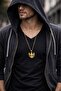 Stainless Steel Gold Color Double Headed Eagle Necklace - 3