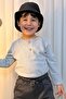 Boy's Long Sleeve T-Shirt with Button Detail, Ages 4-8, Light Gray Melange - 2