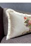 Cream Imported Silk Velvet - Rectangular Classic Floral Tasseled Sheath (Double Sided Pattern) - 5