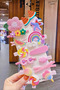 Silicone Girls' Hair Clips Set of 14 Glittery Colorful Patterned Snap Clips, Plush and Figured Hair Clips Flower - 3