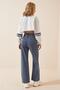 Sofia 90's Lycra Women's Blue Snow Super High Waist Loose Leg Denim Jeans Palazzo Pants - 4