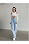 - Ice Snow Stretch Fabric Super High-Waist Relaxed Jeans Palazzo Pants. (SUPER HIGH) Wide Leg - 3