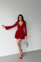Stylish Red Women's Dress V-Neck Mini Evening Party Dress