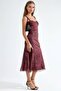 Floral Print Heart-Neck Midi Dress - 2