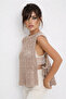 Women's Mink Tie-Detail Lace-Like Knit Sweater Be277