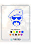 Crescent Moustache Soldier Car Sticker 13x10 Cm Blue