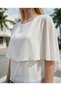 Ruffle Chiffon Crew Neck Flounce Casual Blouse - 5