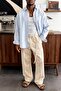 Oversize Loose Fit White Blue Striped Men's Long Sleeve Shirt with Pockets - 2
