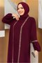 Women's Burgundy Stone Striped Detail Dress Suit t 7563