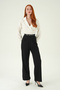 Black Front Pleated Belt Piece Pants 8399A - 3