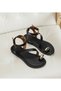 Nova Gold Ring Detailed Women's Black Flip-Flop Sandals - Soft Flat Sole, Casual and Comfortable - 5