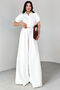 Elb-01795 White Belted Shirt Collar Pleated Polyviscon Jumpsuit - 3