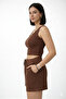 Women's Elastic Waist Shorts Crop Bottom Top Double Set - 3