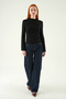 Black Crew Neck Front Ruffled Blouse 8238A - 3
