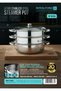 3 Layer 6L Stainless Steel Steamer Pot RF13034 Food-Grade Tempered Glass Lid 20 cm - 8