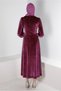 Women's Burgundy Velvet Dress t 43437 - 3