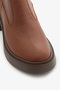 Tan Genuine Leather Side Zipper Non-Slip Sole Women's Boots - 5