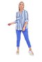 Women's Blue Ethnic Pattern Italian Cotton Linen Shirt - 2