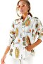 Women's Brown Ethnic Patterned Linen Oversize Shirt - 5