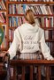 Women's Oversized Cotton Printed Sweatshirt Money Talks Club White - 5