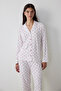 طقم بيجامة حراري بأكمام طويلة وياقة قميص مع نقش فيونكة بيضاء - 2