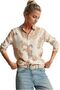 Women's Cream Light Orange Floral Patterned Viscose Shirt