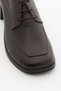 Brown Genuine Leather Lace-Up Square Toe Chunky Heel Women's Loafer Shoes - 4