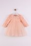 Rosalia Powder 3D Rose Baby Girl Birthday Party Dress Long Sleeve Monthly - 7