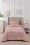 Loria Powder Pink Single Plush Bedspread (160X220 - 50X70)