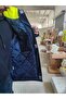 Reflective Pocket Highlighted Zippered Coat Hooded Coat Parka Yellow Navy Blue Coat Worker's Parka. - 6
