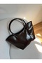 Women's Bitter Brown Faux Leather Double Handle Hand and Shoulder Bag - 2
