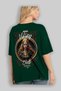 Freya Back Printed Green Oversize T-Shirt Men's Women's Cotton Crew Neck T-Shirt - 4