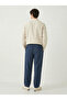 Men's Navy Blue Linen Muslin Trousers Comfortable Fit Baggy Lightweight Fabric with Back Pockets - 4