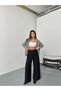 New Season Linen Fabric Double Pleated High Waist Wide-Let Palazzo Buttoned Pants - 3