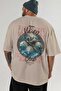 Skadi Back Printed Beige Oversize T-Shirt Men's Women's Cotton Crew Neck T-Shirt - 5