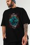 Loke Front Printed Black Oversize T-Shirt Men Women Cotton Crew Neck T-Shirt - 3