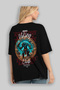 Hrungnir Back Printed Black Oversize T-Shirt Men Women Cotton Crew Neck T-Shirt - 4