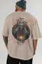 Odin 3 Back Printed Beige Oversize T-Shirt Men's Women's Cotton Crew Neck T-Shirt - 5