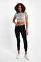 Women's Gray Cotton Glittery Heart Detailed Stretchy Lycra Crop T-Shirt